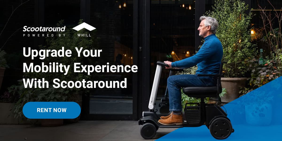 Man riding mobility scooter